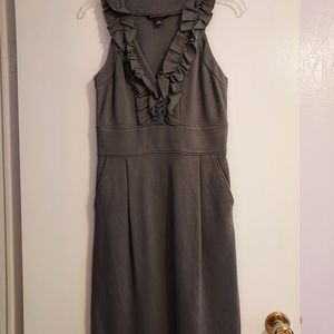 Elegant Gray Ruffle Dress Banana Republic
